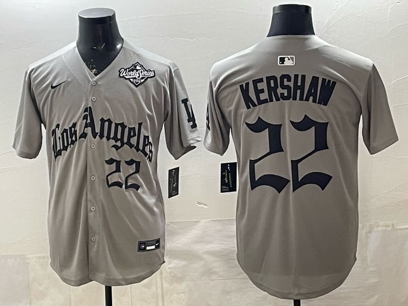 Men 2026 Los Angeles Dodgers #22 Kershaw Grey Five generations Nike MLB Jersey style 009